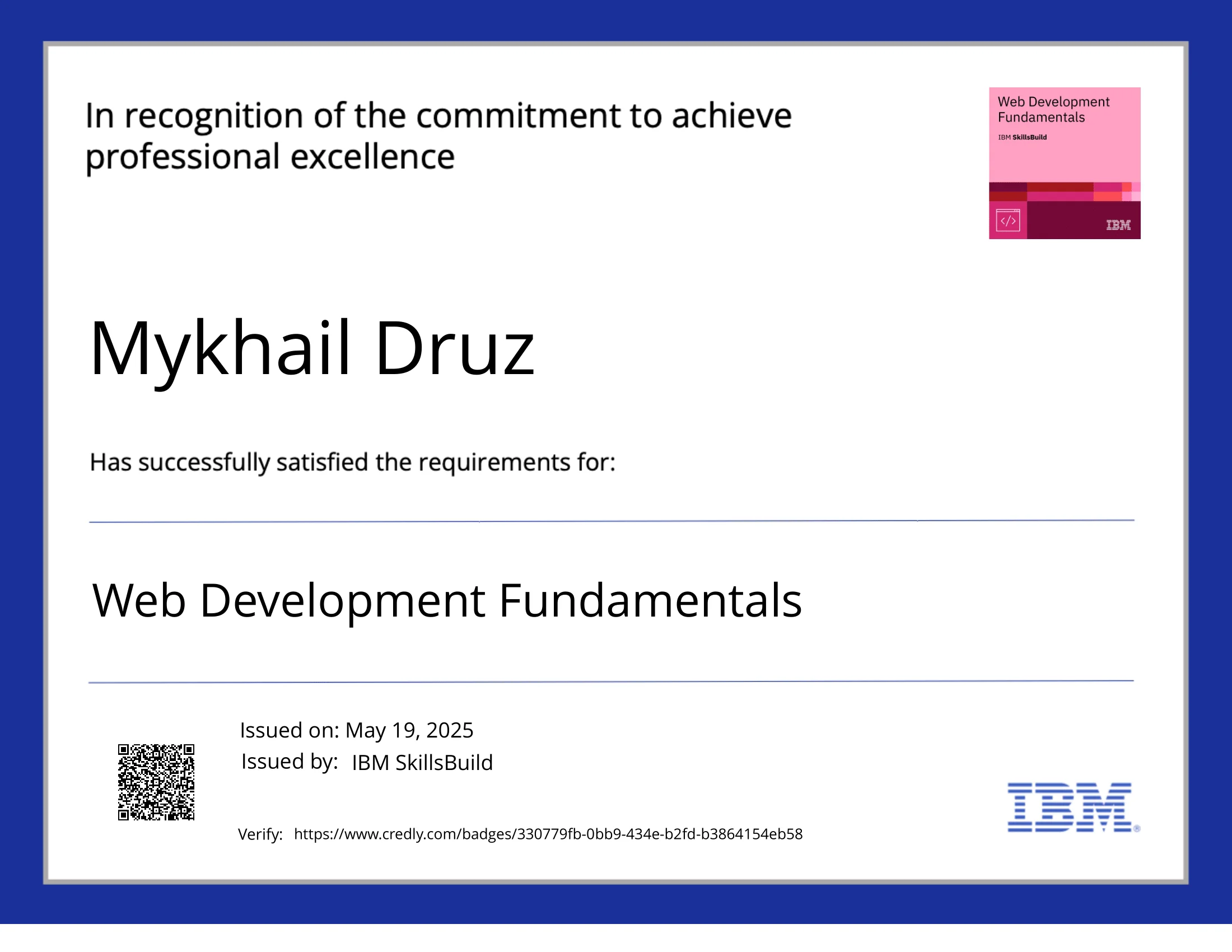 IBM SkillsBuild Certificate